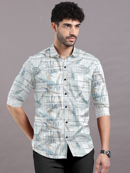 Textured Vintage Striped Printed Casual Shirt