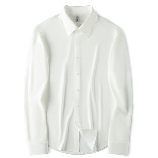 Refined Stripe Pattern Cotton Long Sleeve Shirt