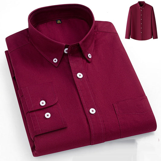 Wine Berry Executive Cotton Long Sleeve Oxford Shirt
