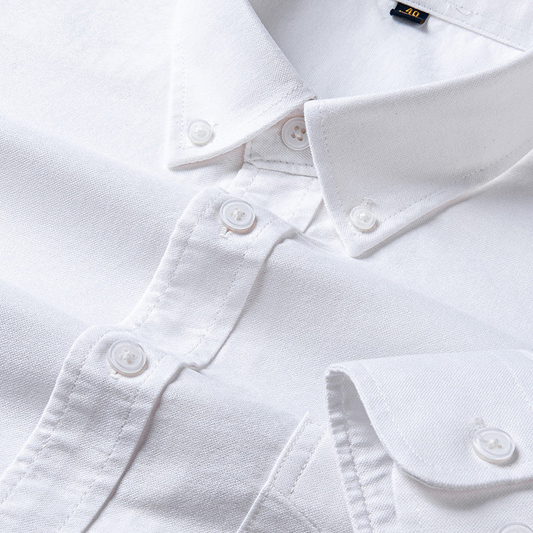 White Executive Cotton Long Sleeve Oxford Shirt