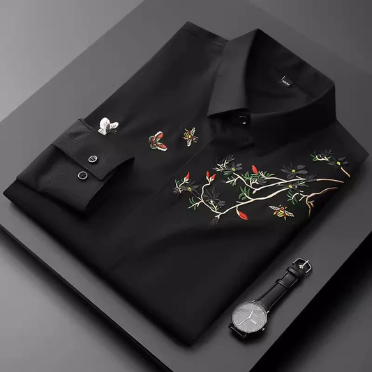 Floral Monarch Embroidered Formal Cotton Shirt