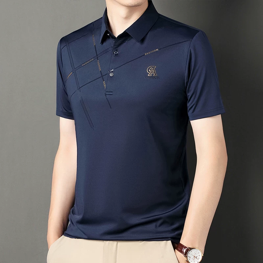 Geoluxe Pattern Accent Polo T-Shirt