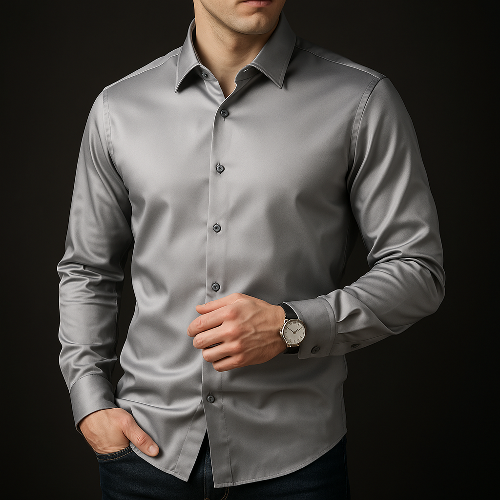 Velmora Luxe Satin Long Sleeve Shirt