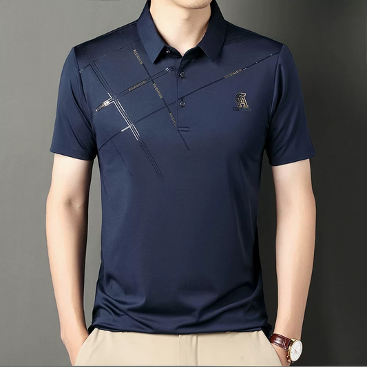 Geoluxe Pattern Accent Polo T-Shirt