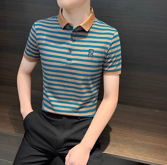 Saffron Tide Stripe Polo T-Shirt