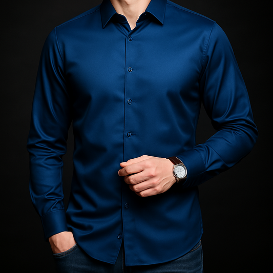 Velmora Luxe Satin Long Sleeve Shirt