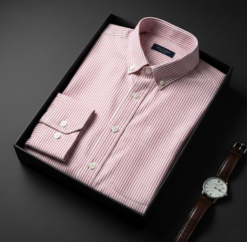 Crimson Pinstripe Heritage Cotton Shirt