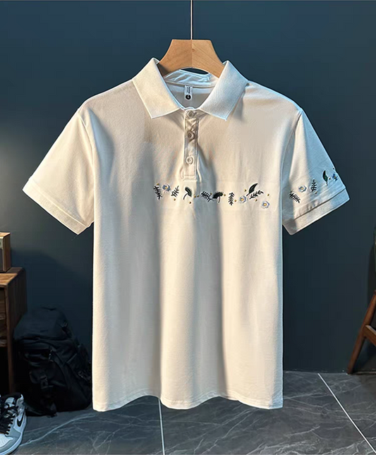 Botanic Trail Embroidered Piqué Polo T-Shirt