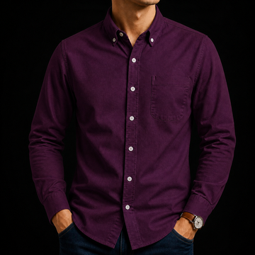 Eggplant Executive Cotton Long Sleeve Oxford Shirt