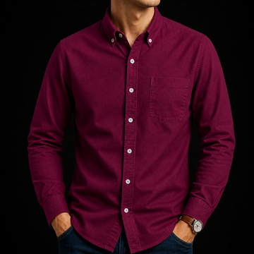 Wine Berry Executive Cotton Long Sleeve Oxford Shirt