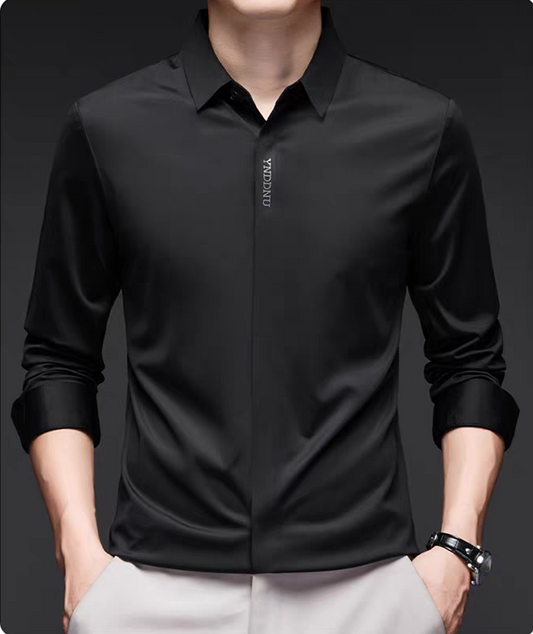 Obsidian Sway Hidden-Placket Shirt