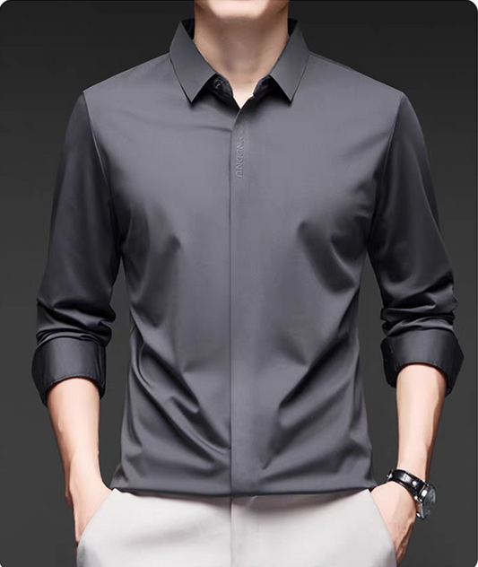 Obsidian Sway Hidden-Placket Shirt