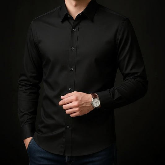 Velmora Luxe Satin Long Sleeve Shirt