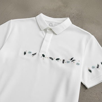 Botanic Trail Embroidered Piqué Polo T-Shirt