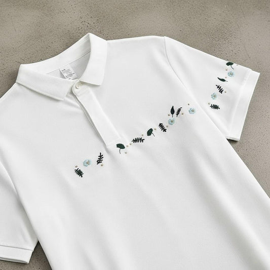 Botanic Trail Embroidered Piqué Polo T-Shirt
