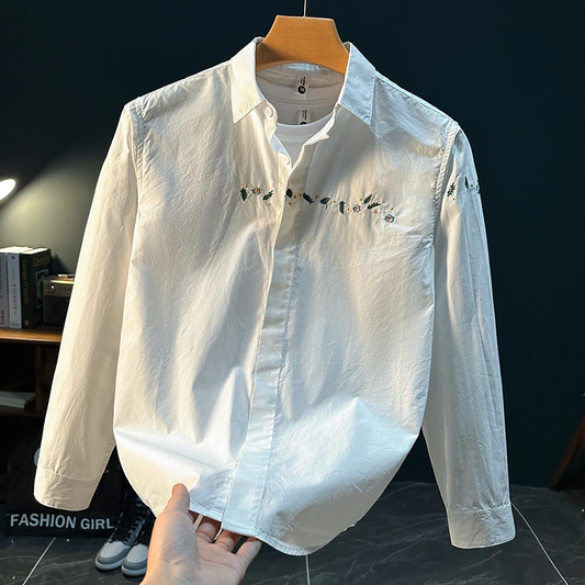 Botanic Crest Embroidered Cotton Shirt