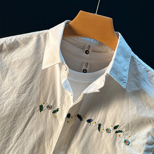 Botanic Crest Embroidered Cotton Shirt