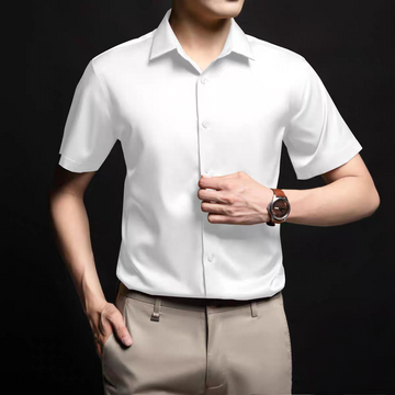 White Half Sleeve Satin Shirt