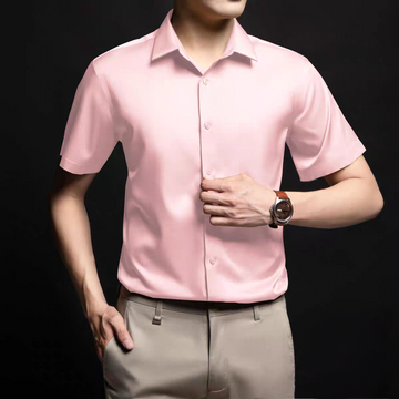 Pink Half Sleeve Satin Shirt