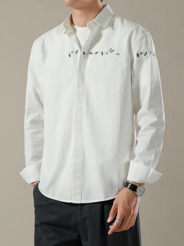 Botanic Crest Embroidered Cotton Shirt