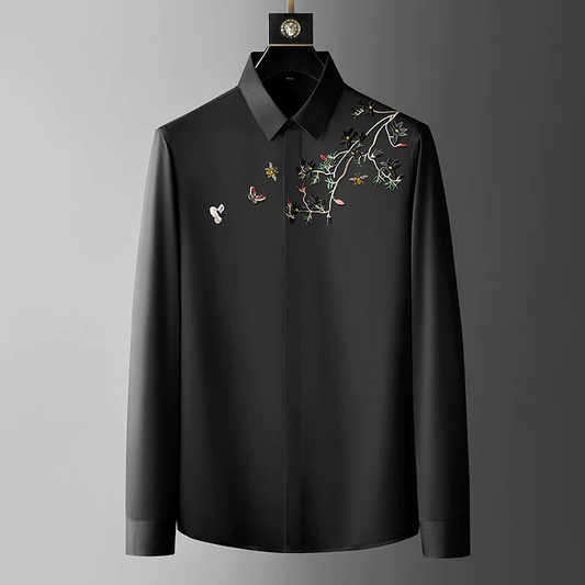 Floral Monarch Embroidered Formal Cotton Shirt