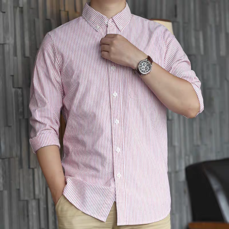 Crimson Pinstripe Heritage Cotton Shirt