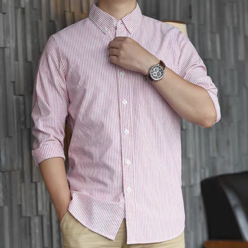 Crimson Pinstripe Heritage Cotton Shirt