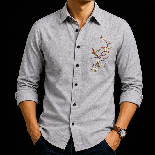 Linen Mist Sakura Crest Shirt